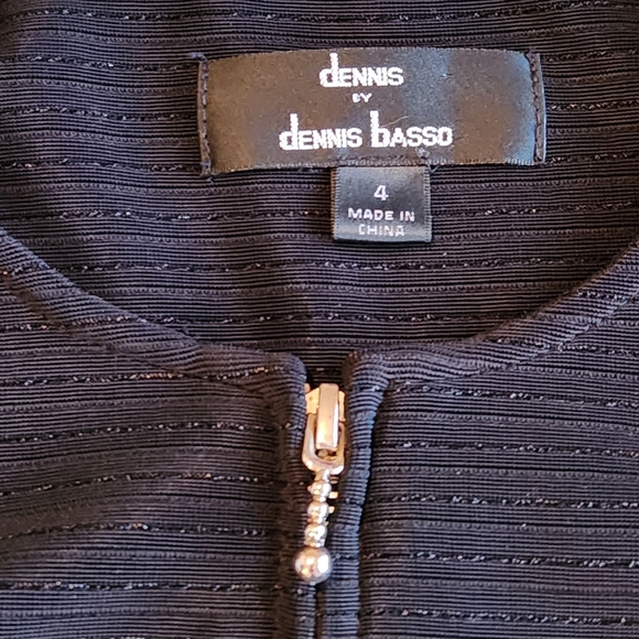 Dennis by Dennis Basso Zip Front Lined Jacket Size 4 Color Black w/ shimmer - Picture 10 of 14